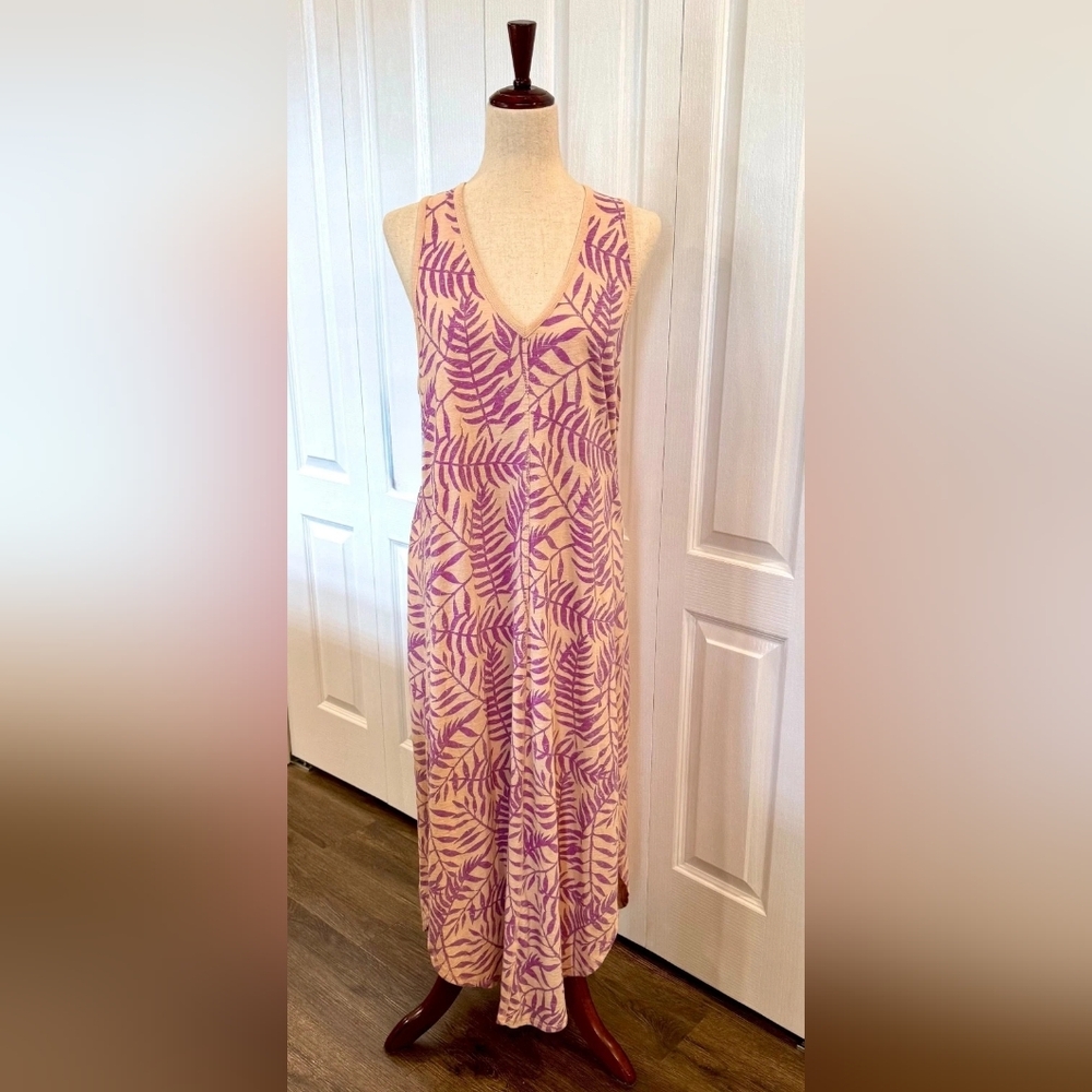 Purple Leaf Print Maxi Dress - Picture 2 of 4